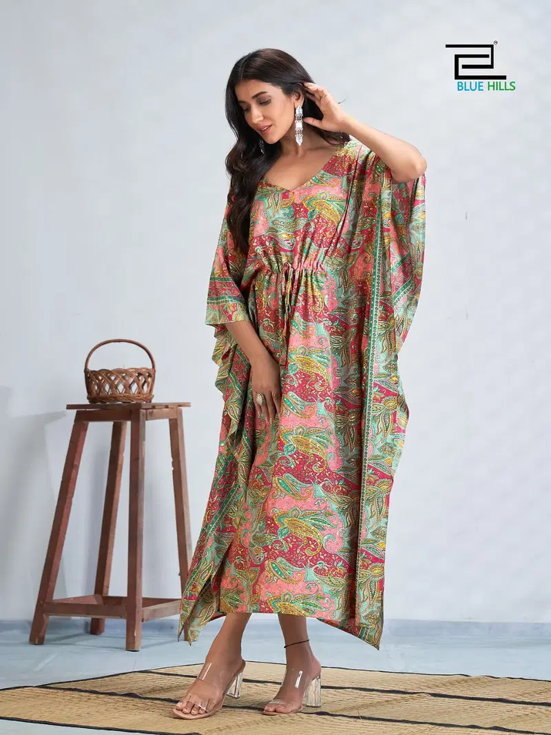 Blue Hills Fire Walk New Designer fancy Wear Crape Kaftan Kurti Collection